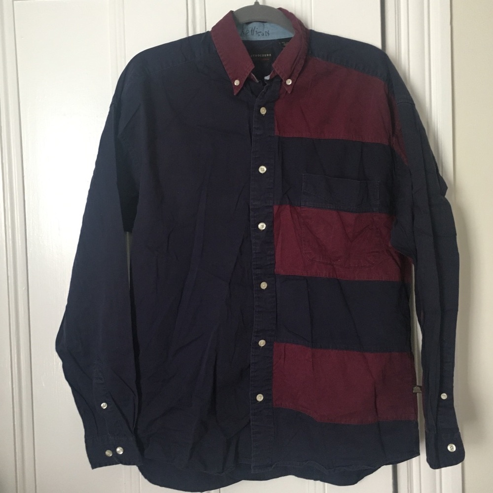Structure Vintage Button Down Retro Long Sleeve